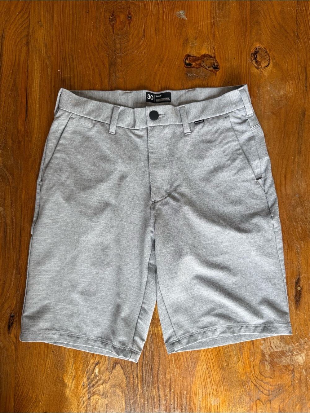 Hurley Men’s Light Heather Gray Stretch Chino Shorts, Size 30